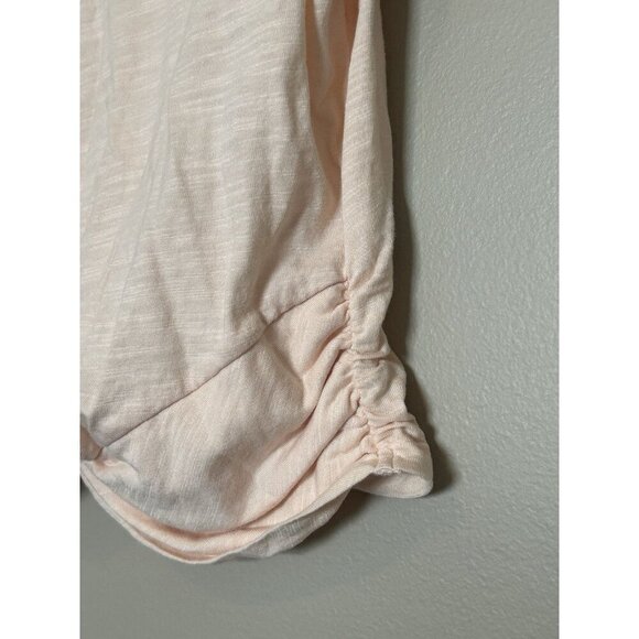 Women's Pink Summer Crop Top Solid Short Sleeve Twist Front Tee T-Shirt Size L - Picture 2 of 9